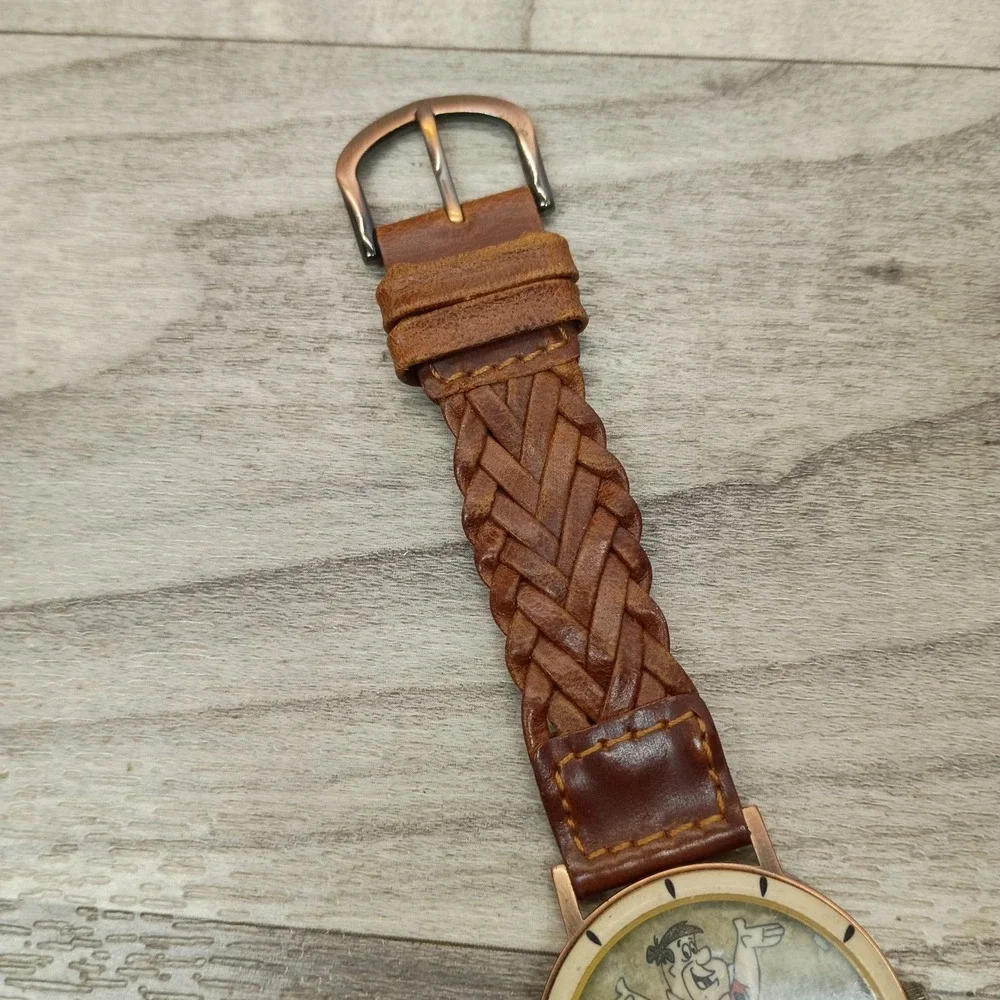 Vintage Fossil Fred Flintstone Watch Limited Edition Braided Strap & Tin 1993